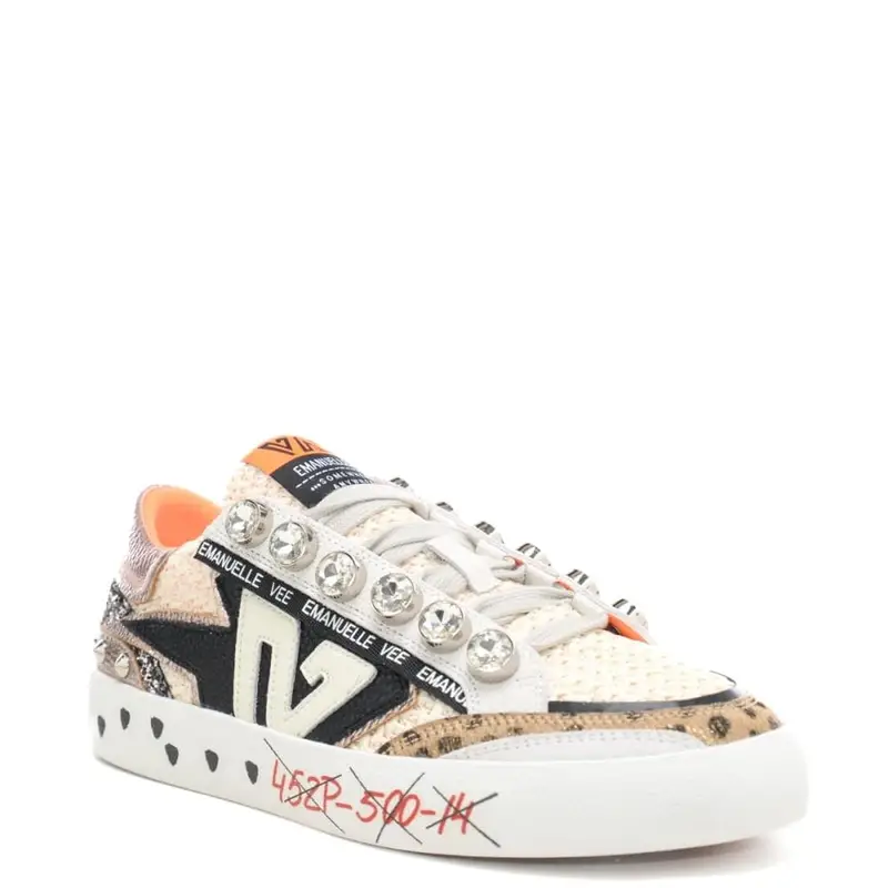 sneakers da donna soledad con inserti a contrasto e maxi strass multi nere miniatura 3