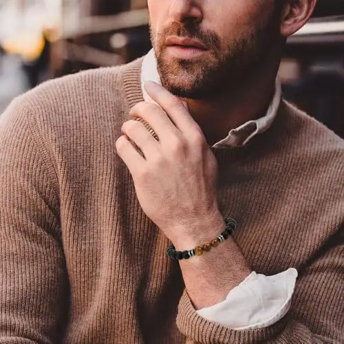 EmDryze Festa Dei Nonni Idee Regalo per Nonno Personalizzato Bracciale Pietre Naturali Nero 8mm Regalo Nonno Compleanno miniatura 3