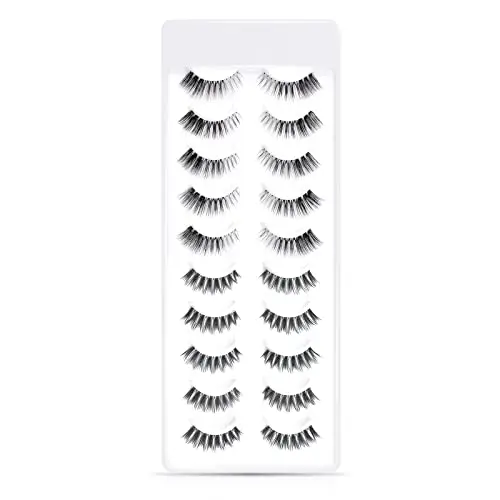 EMEDA Ciglia Finte Naturali 10 paia 2 Stili Banda Trasparente 100% Fatta a Mano Ciglia Naturali Ciglia Morbide e Wispy miniatura 2