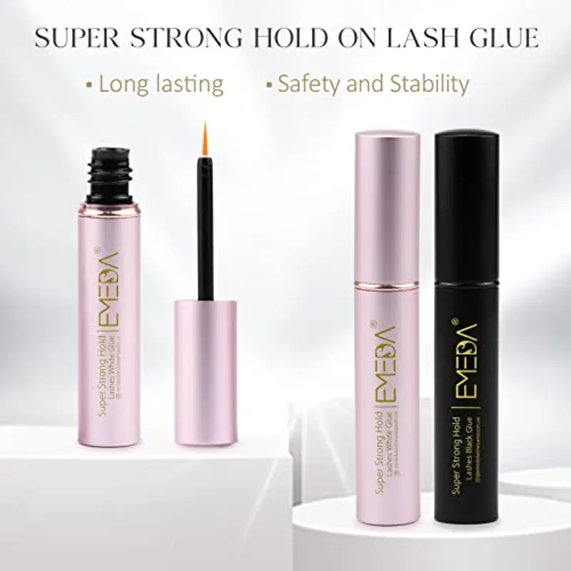 EMEDA Colla per ciglia finte Super forte tenere chiaro colla nera Professional Latex Free Eyelash Glue Waterproof Lash Glue Best Black White Strip Eyelash Adhesive miniatura 2