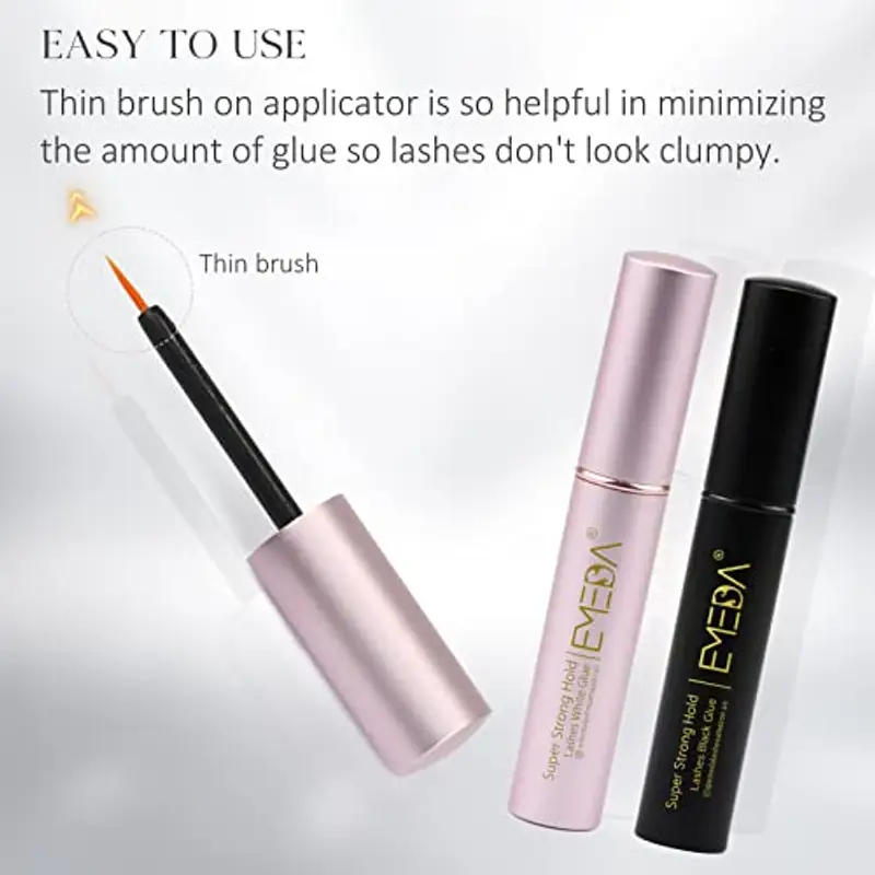 EMEDA Colla per ciglia finte Super forte tenere chiaro colla nera Professional Latex Free Eyelash Glue Waterproof Lash Glue Best Black White Strip Eyelash Adhesive miniatura 3