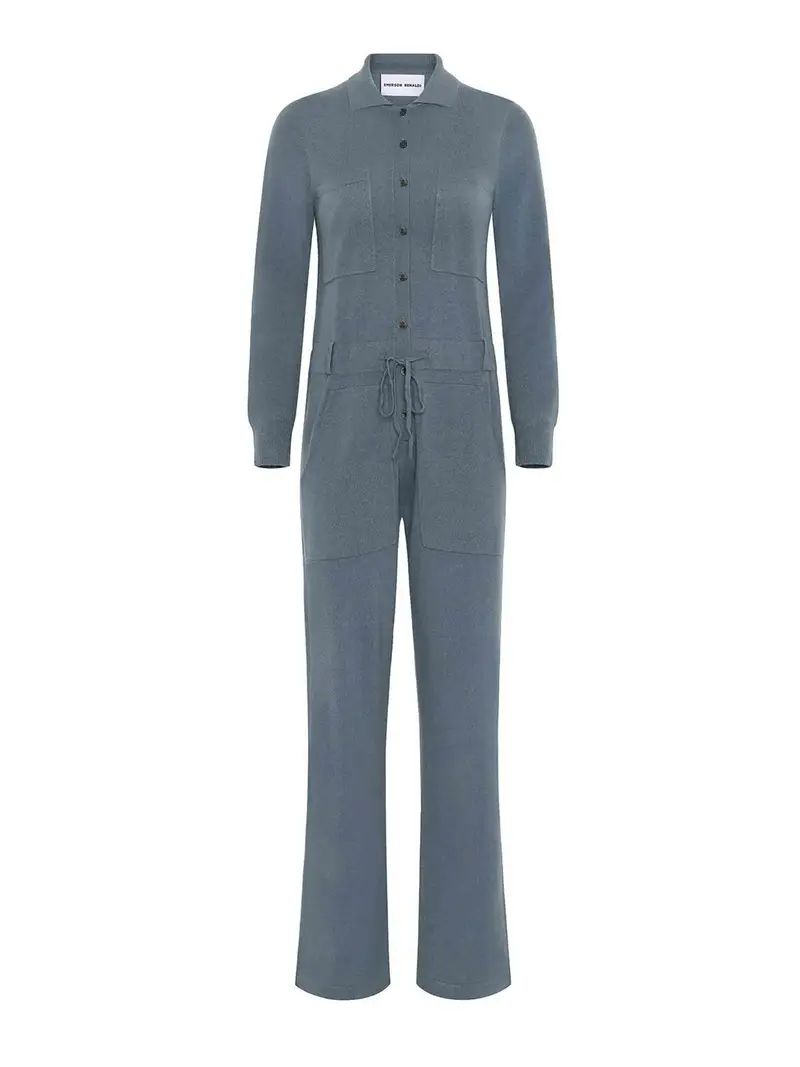Tuta abbottonata con tasche Blu