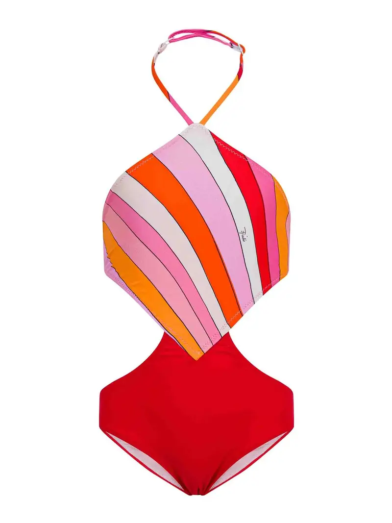 Costume Intero Con Stampa Rosso