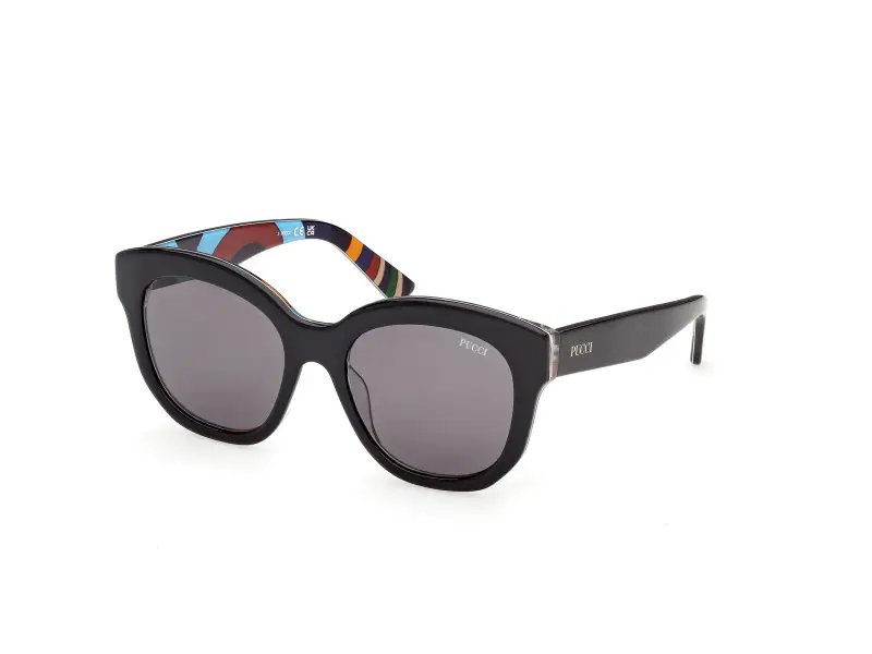 Donna Emilio Pucci EP0254 05A Occhiali da sole Acetato Nero Fumo Geometrica Normale