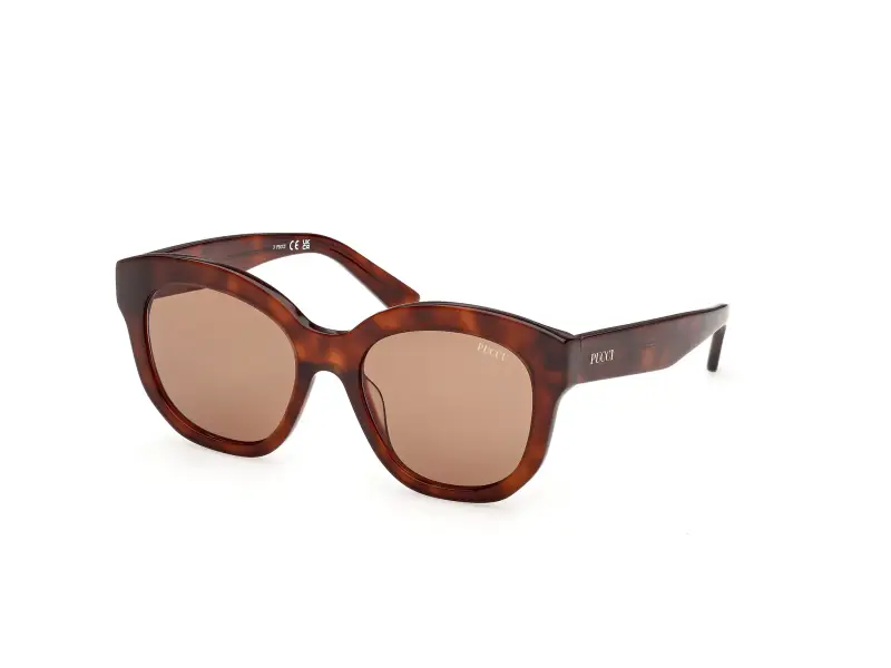 Donna Emilio Pucci EP0254 53E Occhiali da sole Acetato Havana Marrone Geometrica Normale