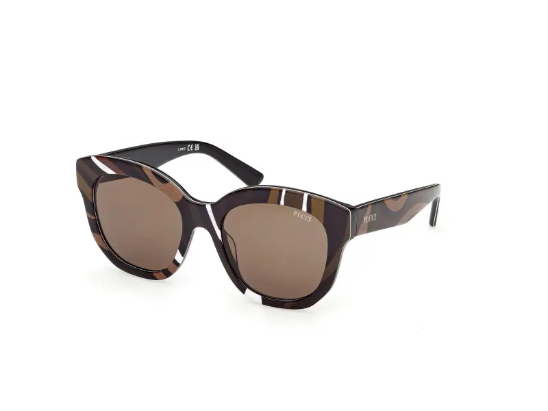 Donna Emilio Pucci EP0254 99E Occhiali da sole Acetato Multi-colore Marrone Geometrica Normale
