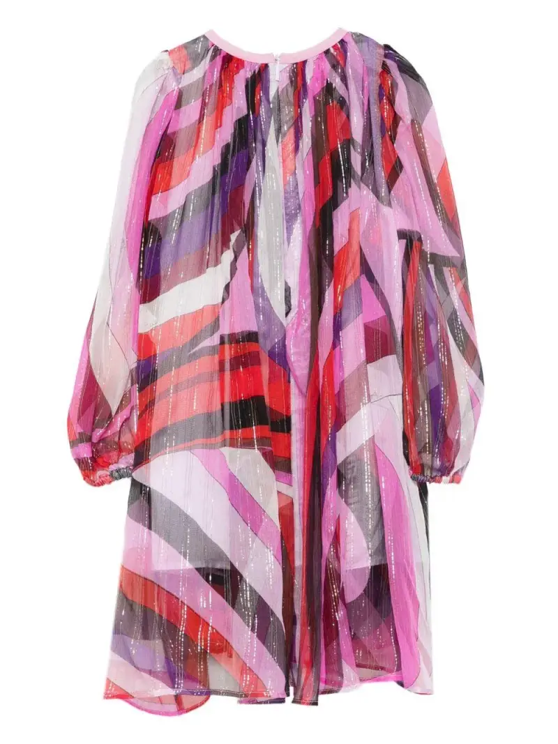 Abito a Maniche Lunghe con Stampa Orchid Fucsia miniatura 2