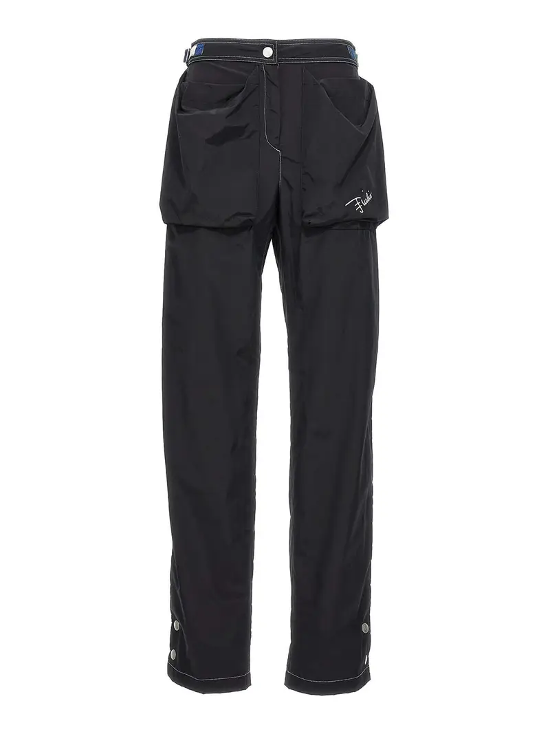 Pantaloni in nylon logato Nero