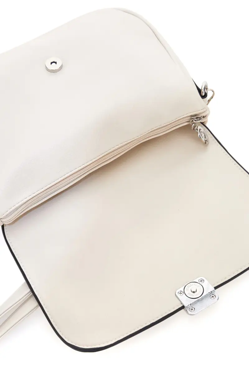 Borsa a tracolla beige con patta e chiusura magnetica Emma spagnesi PU1096 [BEIGE] miniatura 3