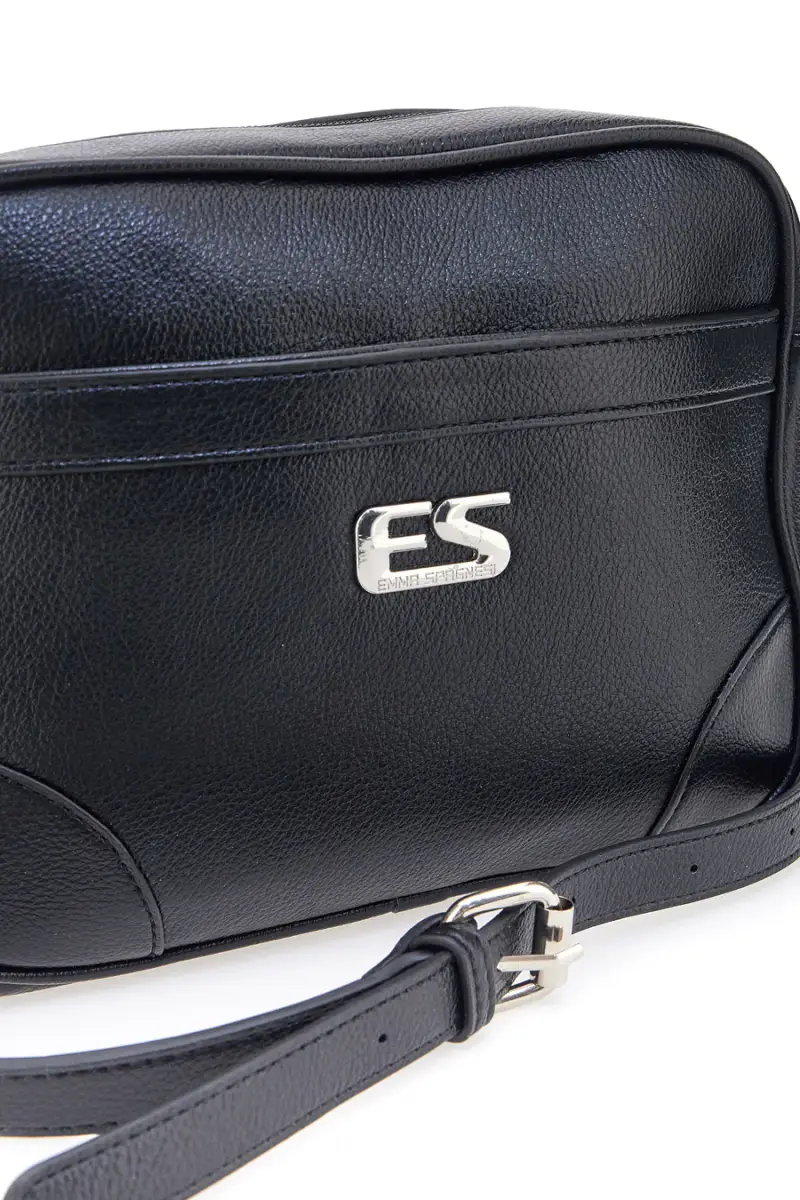 Borsa a tracolla nera con tasca zip Emma spagnesi PU2783 [NERO] miniatura 3