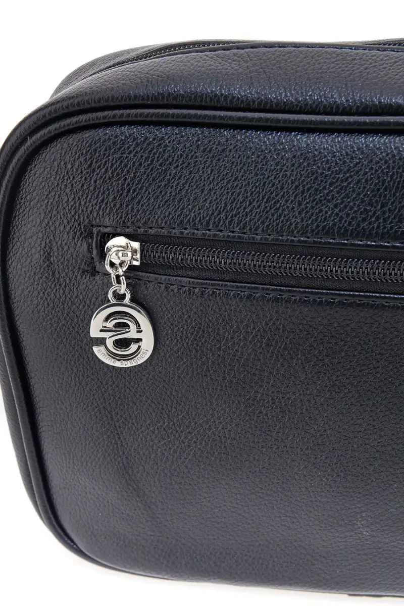 Borsa a tracolla nera con tasca zip Emma spagnesi PU2783 [NERO] miniatura 4