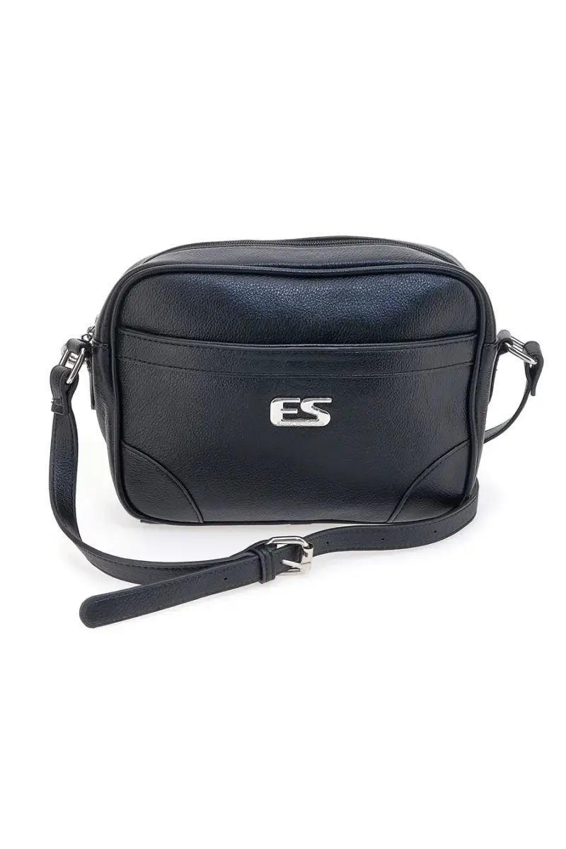 Borsa a tracolla nera con tasca zip Emma spagnesi PU2783 [NERO]