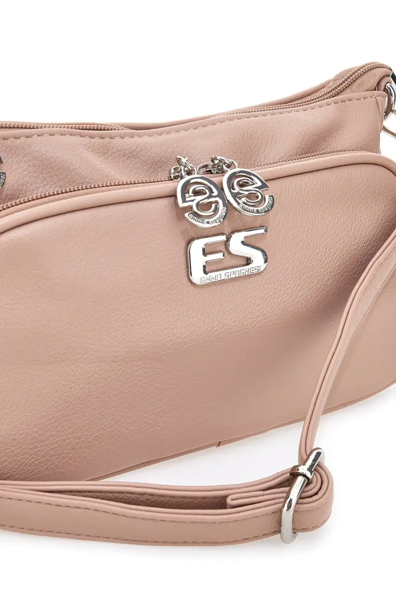 Borsa a tracolla rosa cipria con doppia zip Emma Spagnesi PU1804 [CIPRIA miniatura 2