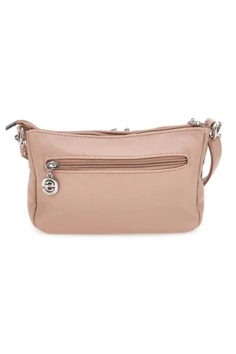 Borsa a tracolla rosa cipria con doppia zip Emma Spagnesi PU1804 [CIPRIA miniatura 4