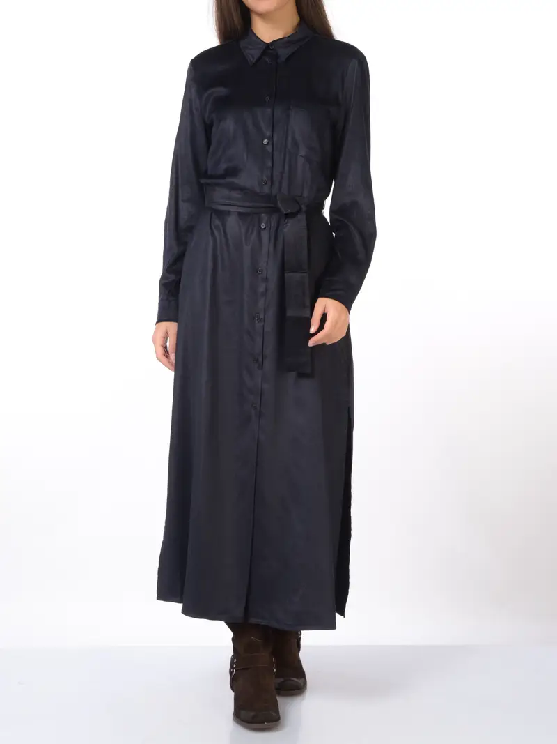 abito lungo da donna Emme By Marella chemisier in velluto rigato Blu miniatura 2