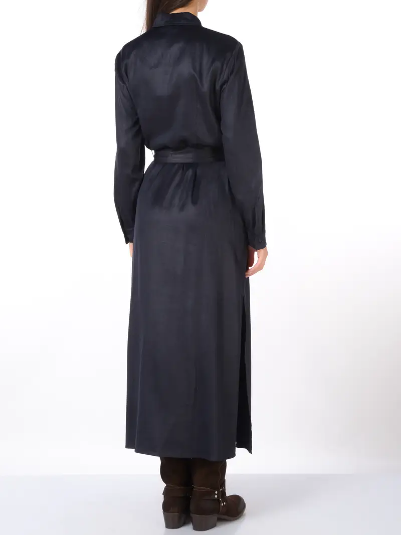 abito lungo da donna Emme By Marella chemisier in velluto rigato Blu