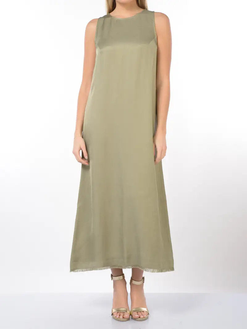 abito lungo da donna Emme By Marella senza maniche in viscosa e lino Verde