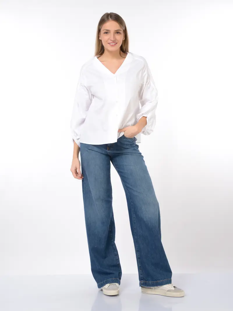 camicia da donna Emme By Marella con scollo a V e arricciatura Bianco miniatura 2