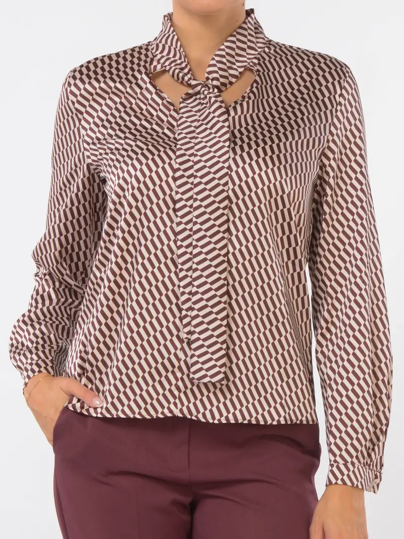 camicia da donna Emme By Marella Fulvia a fantasia con sciarpina Rosso