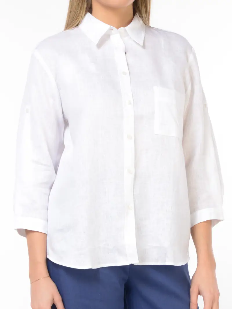 camicia da donna Emme By Marella in lino con manica a tre quarti Bianco