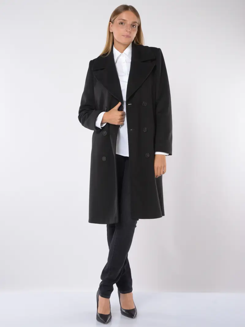 cappotto da donna Emme By Marella a doppiopetto con tasche NERO miniatura 2