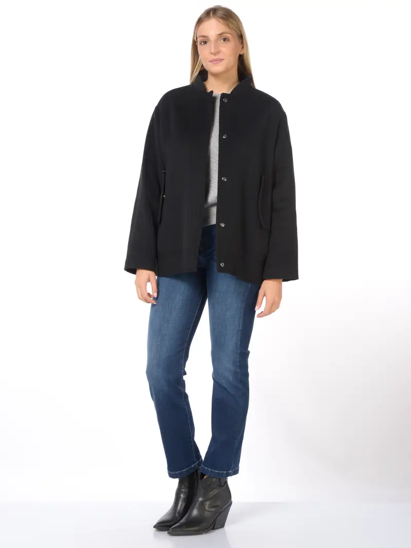 cappotto da donna Emme By Marella collo a fascetta con tasche NERO miniatura 2