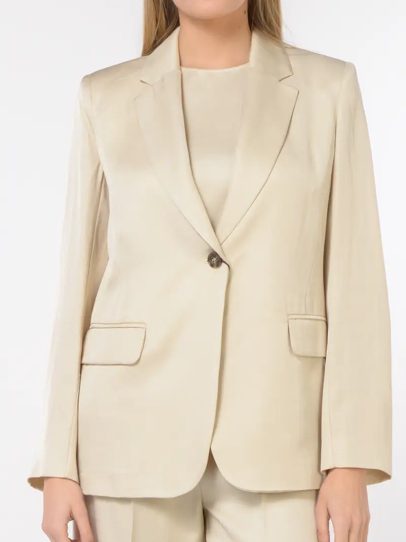 completo Pantalone da donna Emme By Marella ampio in viscosa e lino BEIGE miniatura 2