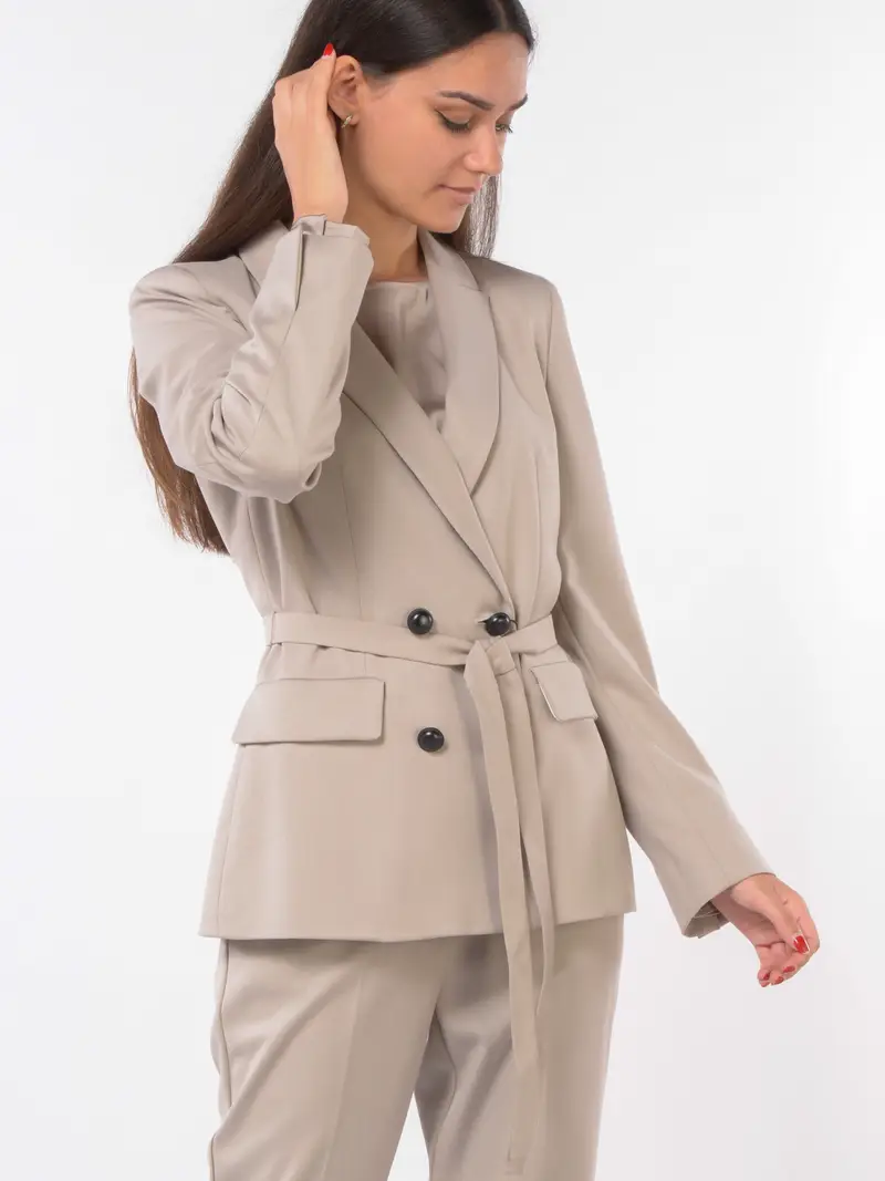 giacca da donna Emme By Marella a doppiopetto con fusciacca BEIGE