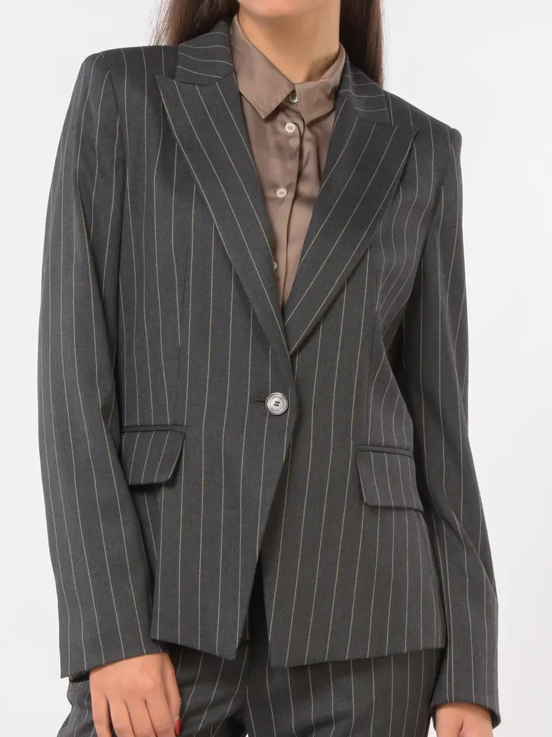 giacca da donna Emme By Marella in gessato a monopetto Grigio