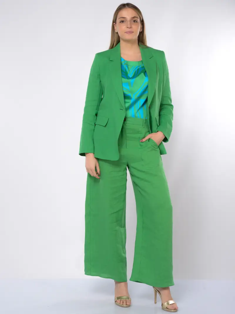 giacca da donna Emme By Marella in lino a monopetto Verde miniatura 2