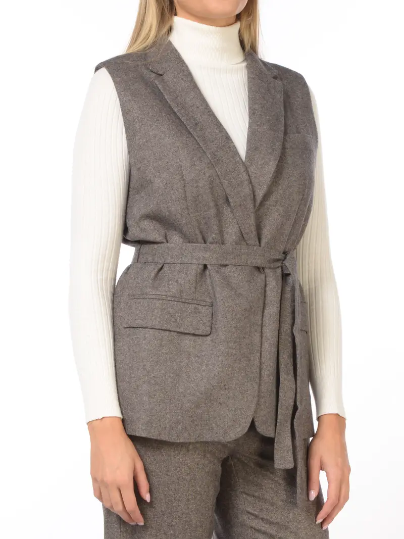 giacca da donna Emme By Marella senza maniche con cintura MARRON