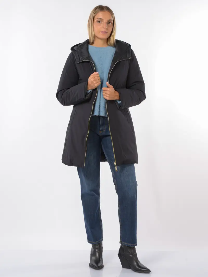 giaccone da donna Emme By Marella reversibile con cappuccio NERO miniatura 2