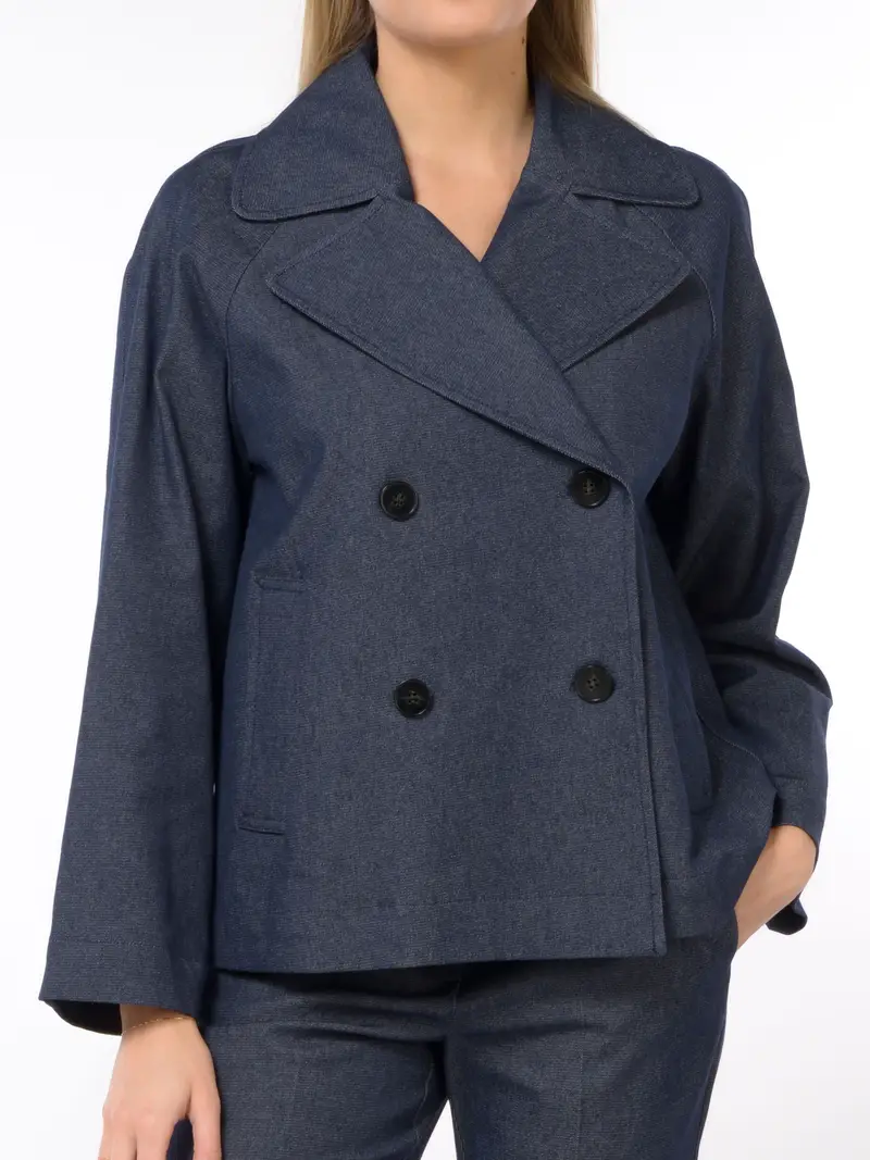 giubbino da donna Emme By Marella in denim a doppiopetto Blu