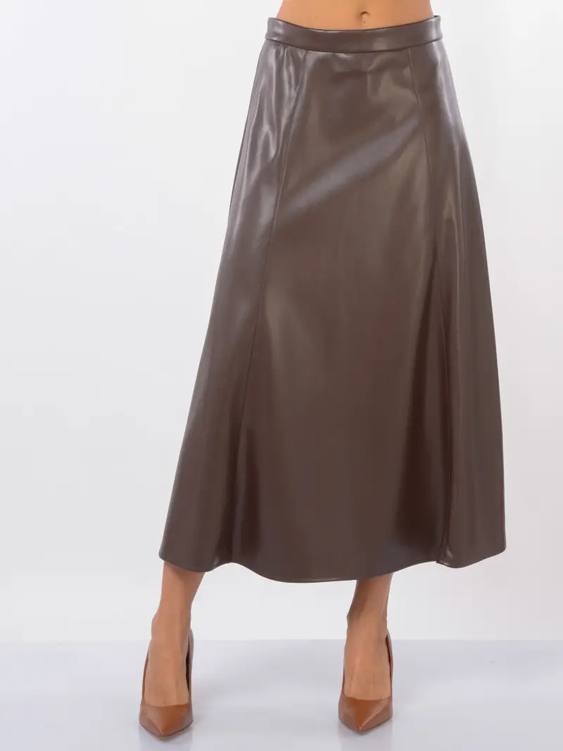 gonna lunga da donna Emme By Marella Vally in similpelle MARRON