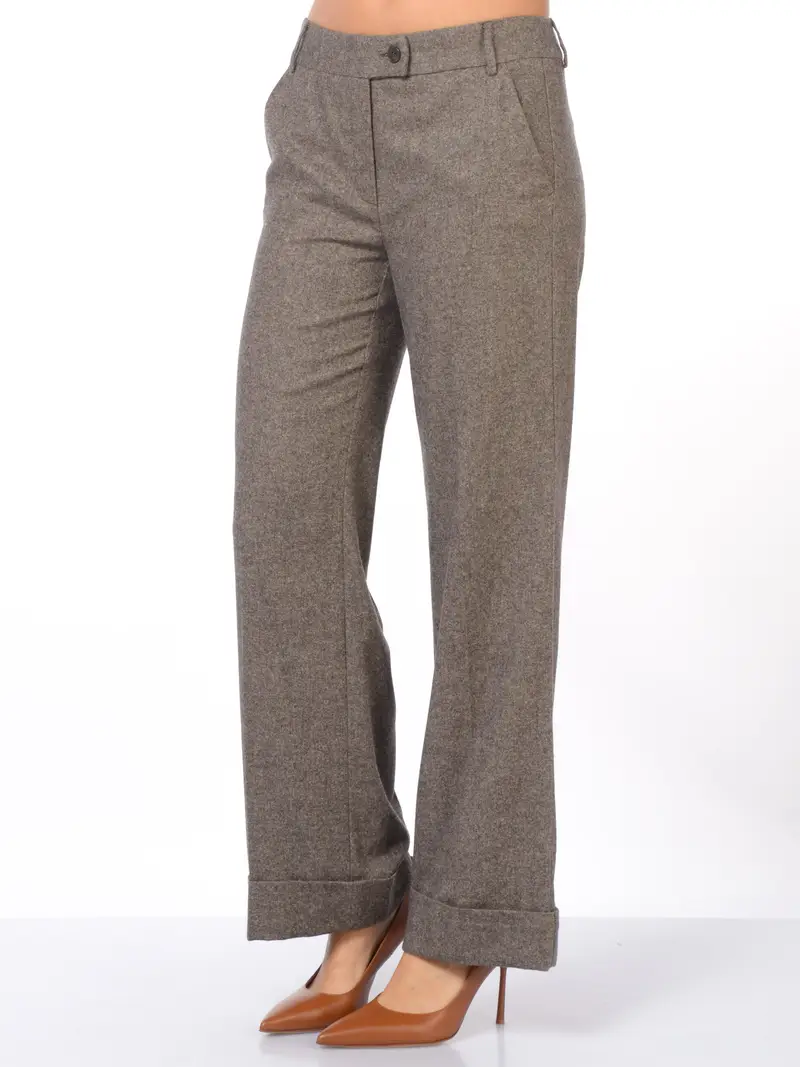pantalone da donna Emme By Marella ampio con balza MARRON