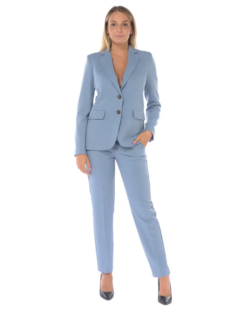 pantalone da donna Emme By Marella chino con microriga TURCHESE miniatura 2