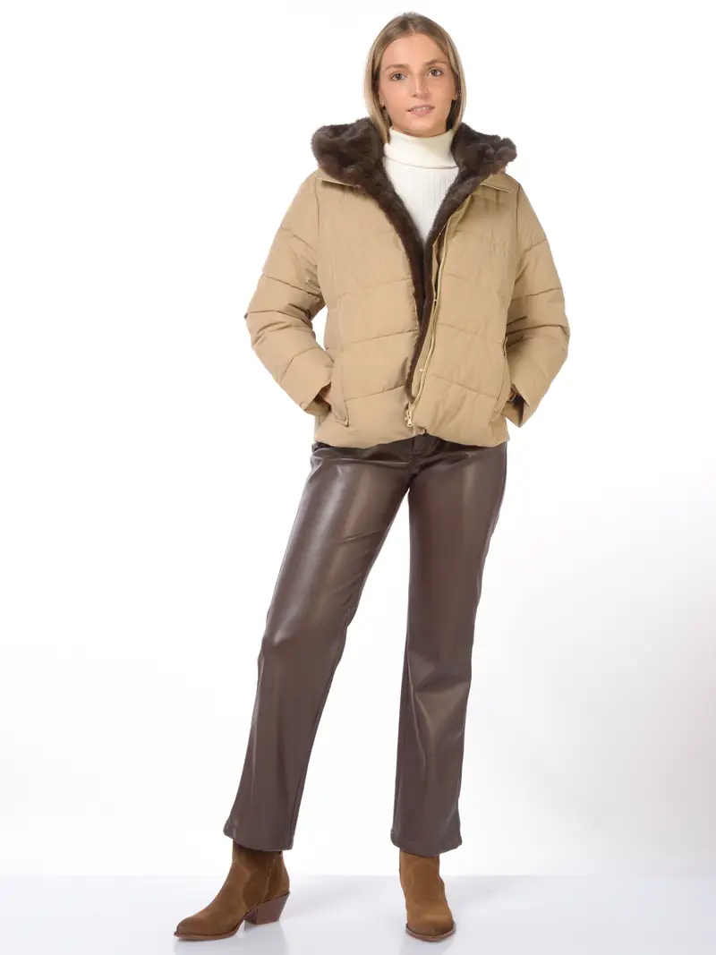 pantalone da donna Emme By Marella cinque tasche similpelle MARRON miniatura 2