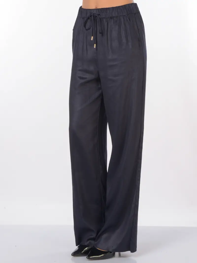 pantalone da donna Emme By Marella microvelluto con coulisse Blu