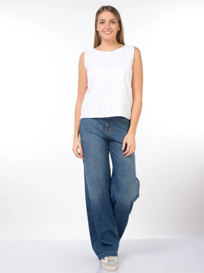 top da donna Emme By Marella in sangallo con zip Bianco miniatura 2