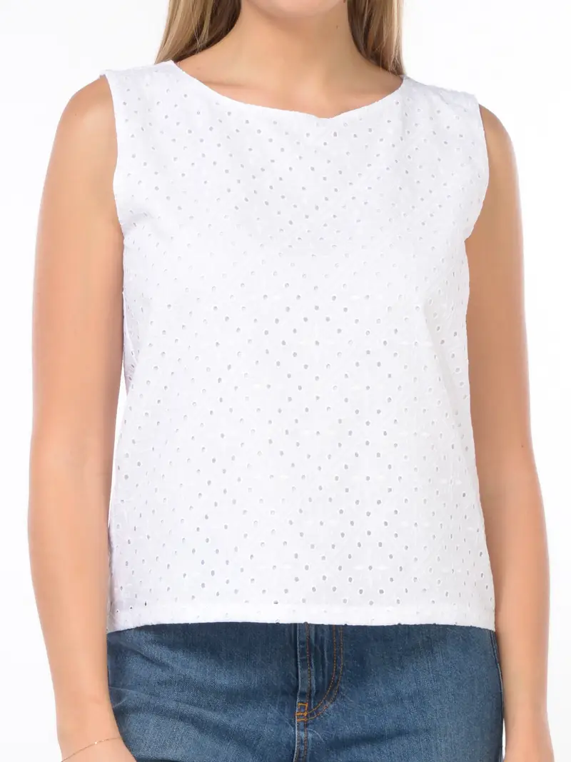 top da donna Emme By Marella in sangallo con zip Bianco