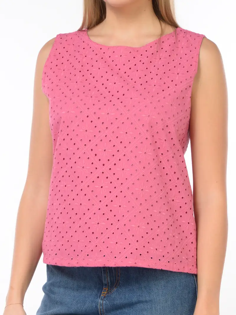 top da donna Emme By Marella in sangallo con zip VIOLA