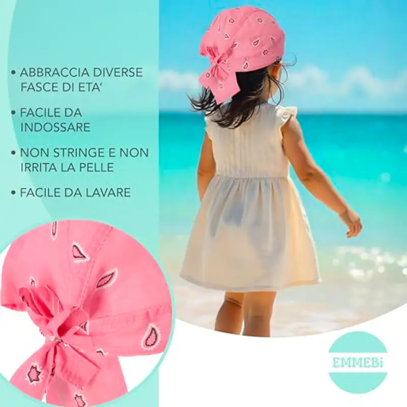 EMMEBi bandana bambino neonato cotone estivo (Corallo) miniatura 3