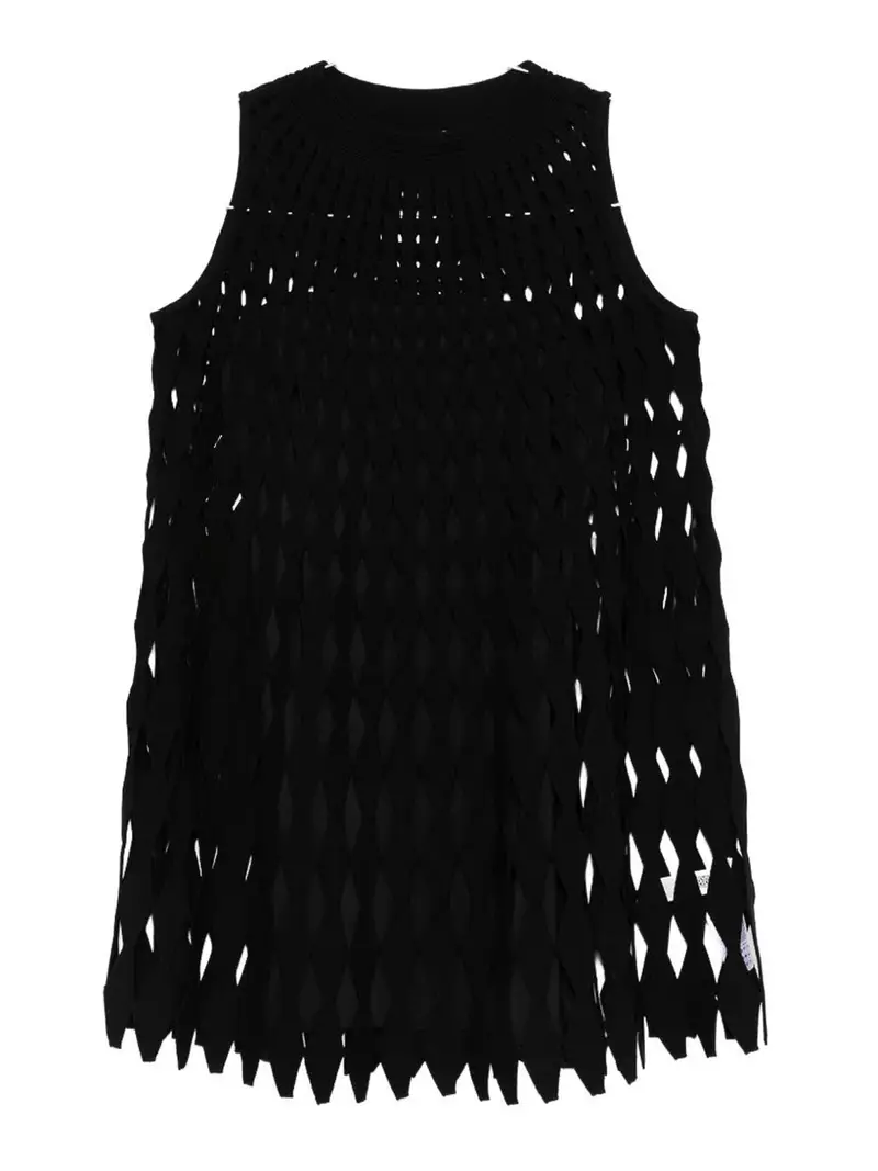 Abito corto in maglia aperta Nero