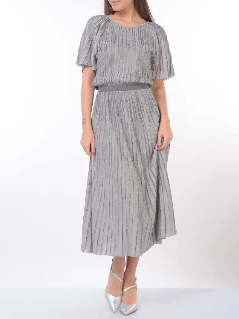 abito lungo da donna Emporio Armani in maglia con nervature jacquard Grigio