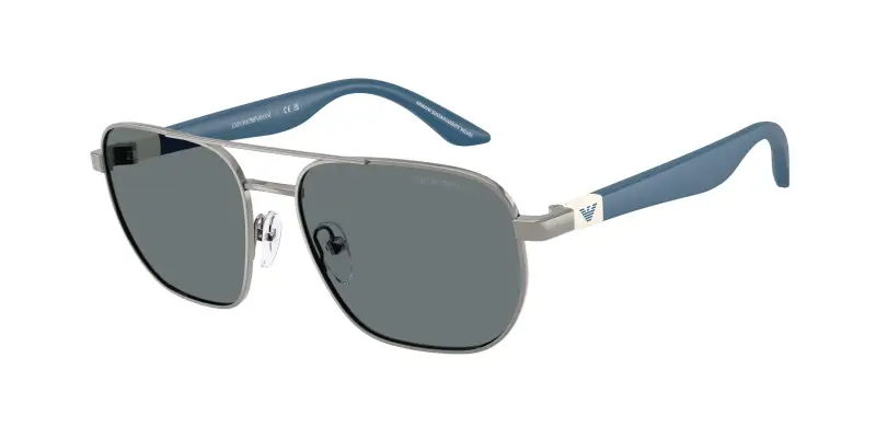 Bambino Emporio Armani EK2003 301080 Occhiali da sole Metallo Grigio Blu Squadrata Normale