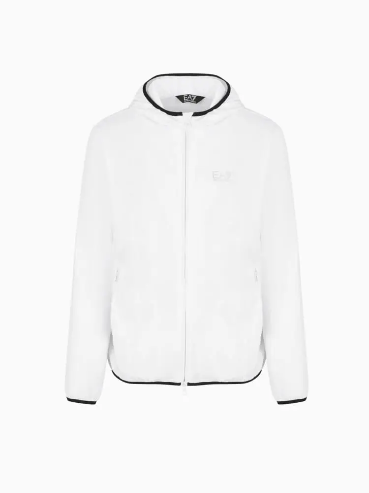 bomber con cappuccio core identity in tessuto riciclato bianco