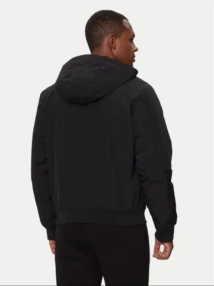 bomber con cappuccio core identity in tessuto tecnico nero miniatura 2