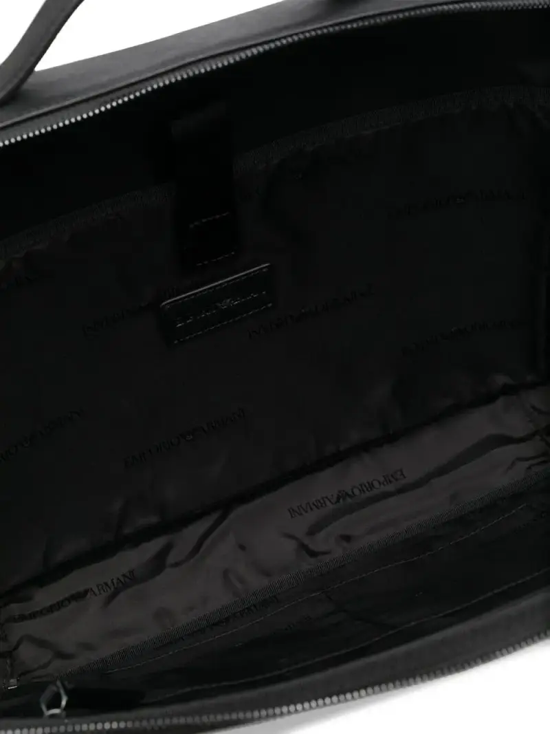Borsa briefcase con logo in rilievo e zip Nero miniatura 2