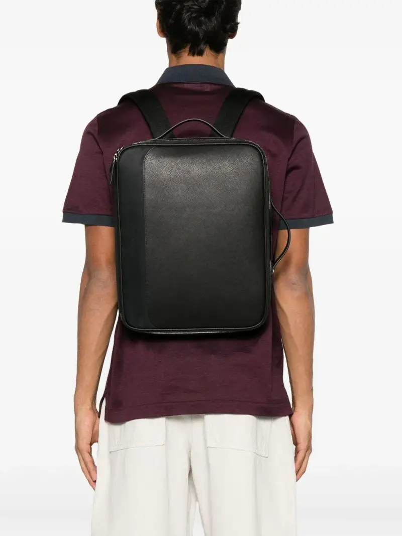 Borsa briefcase con logo in rilievo e zip Nero miniatura 3