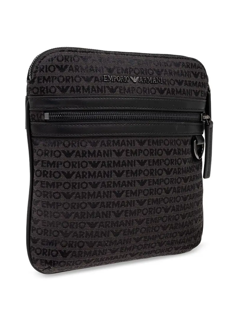Borsa messanger a tracolla logo all-over Nero